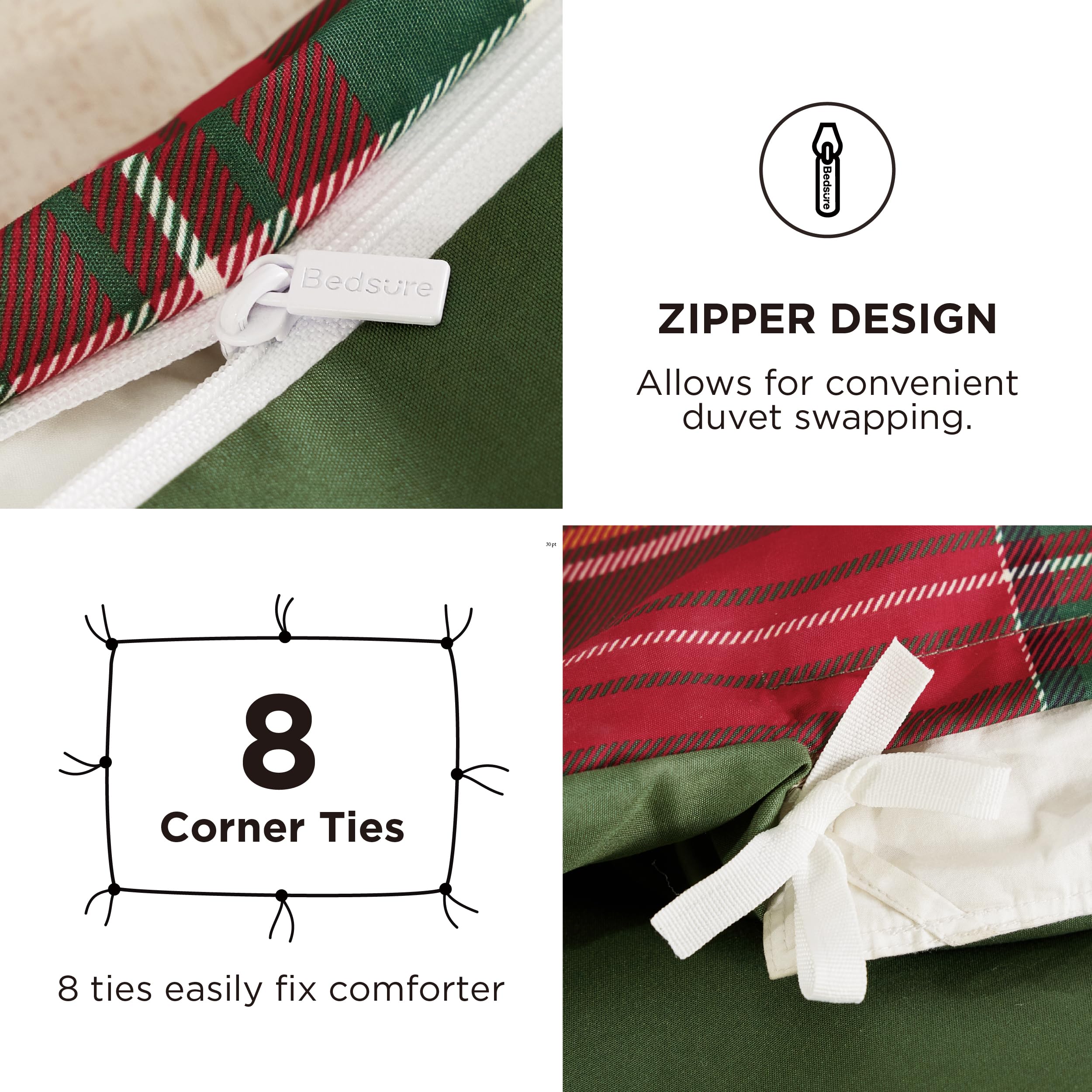 Bedsure King Size Christmas Duvet Cover Set - Holiday Bedding Set Featuring a Festival Tree Pattern, Includes 1 Duvet Cover and 2 Pillow Shams (King, Christmas Tree)