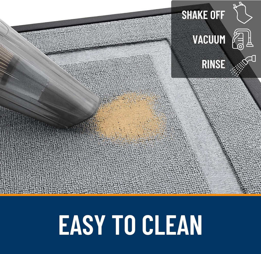 OLANLY Indoor Outdoor Front Door Mat - Waterproof All-Season Doormat, Easy Clean, 33x21, Ash Gray