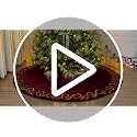 Starry Dynamo 60-Inch Burgundy Velvet Christmas Tree Skirt with Gold Swirl Embroidery