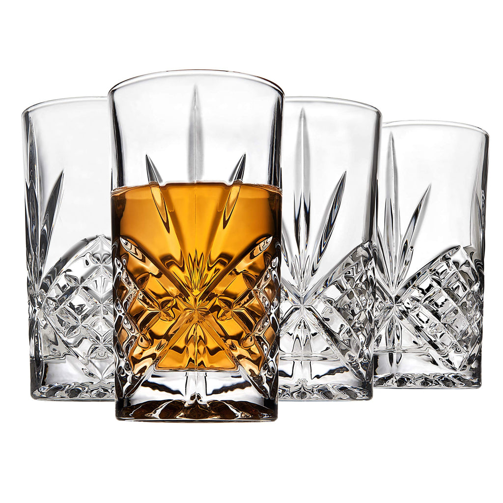 Godinger Highball Drinking Glasses, Tall Glass Cups, Water Glasses, Cocktail Glasses, Dublin Collection - Set of 4