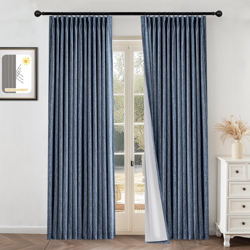 MYSKY HOME Dusty Blue Blackout Curtains 84 inches Long Pinch Pleated Curtains for Living Room Bedroom 100% Room Darkening Black Out Window Drapes with Hooks Back Tab, 40" Wide per Panel, 2 Pieces