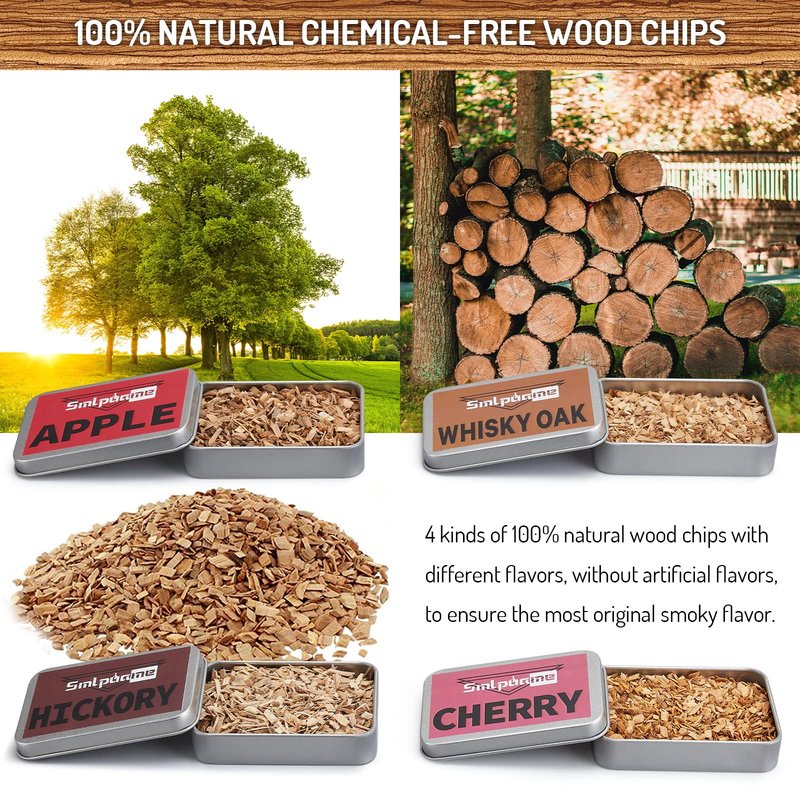Cocktail Smoker Kit, Old Fashioned Smoker Kit for Bourbon Whiskey Drink, Smoker Infuser Kit with 4 Flavors Wood Chips, Birthday for Husband, Men, Dad