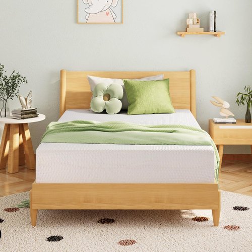 EGOHOME 5-Inch Twin Memory Foam Mattress - Cooling Green Tea Gel for Pressure Relief | CertiPUR-US Certified, 75''L x 38''W, White
