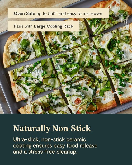 Caraway Non-Stick Ceramic Baking Sheet - Non-Toxic & PTFE Free - Ideal for Baking & Roasting - Large (18" x 13") - Black