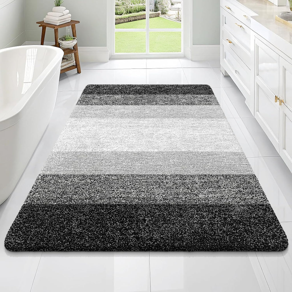 OLANLY Bathroom Rugs - Extra Soft Absorbent Microfiber Mat | 70x46, Quick Dry, Machine Washable, Black