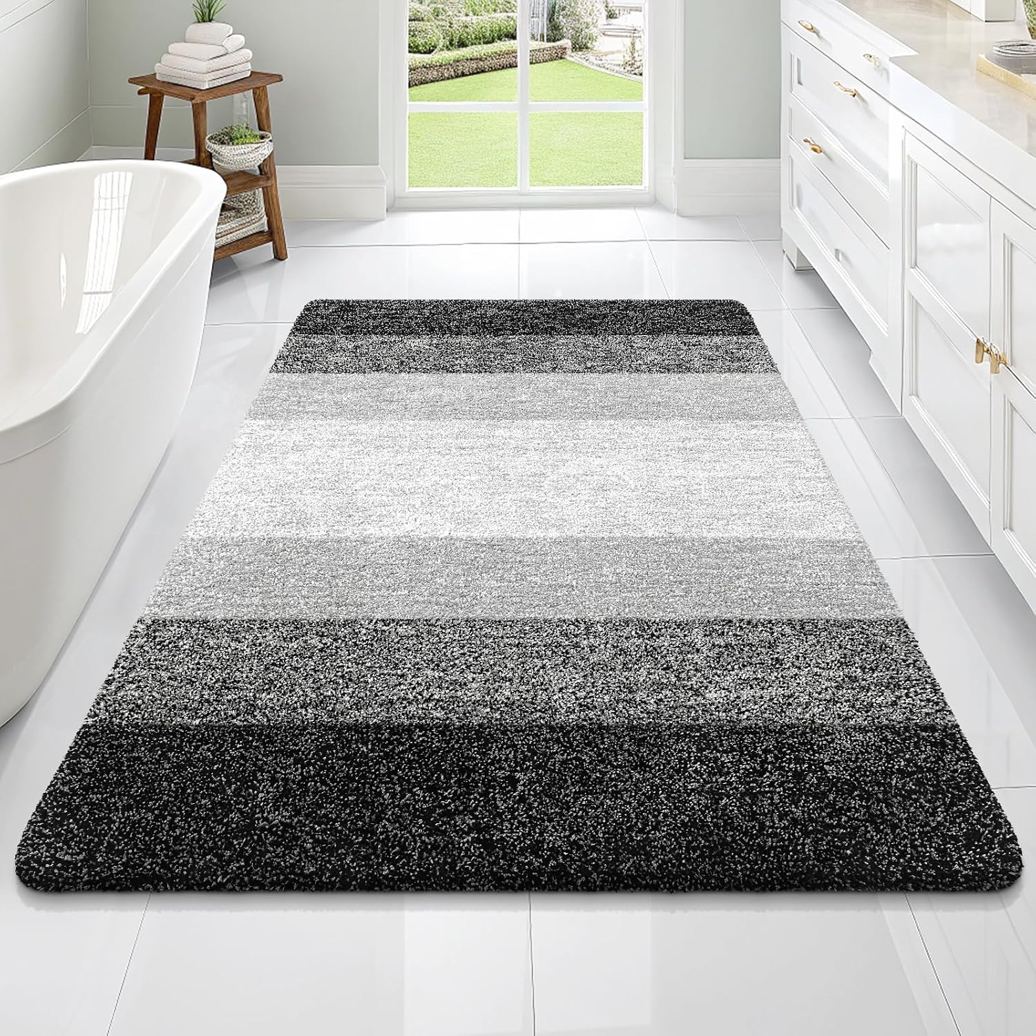 OLANLY Bathroom Rugs - Extra Soft Absorbent Microfiber Mat | 70x46, Quick Dry, Machine Washable, Black