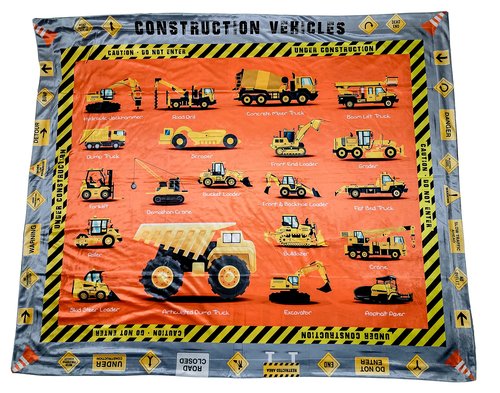 Birdy Boutique Construction Learning Blanket® Double-Sided Educational Throw for Kids, Vehicles Tools Signs, Ultra-Soft Minky Plush 50x60, Preschool Toddler Daycare Nap, Birthday Gift