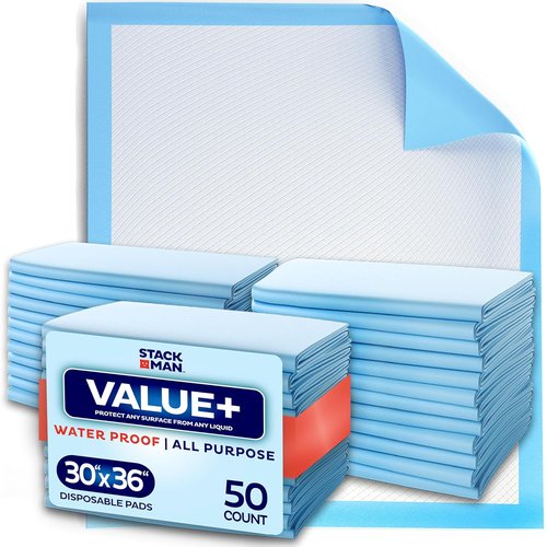 Chucks Disposable Underpads - Absorbent Fluff Bed Pads for Incontinence | Extra Large 30x36 Size - 50-Pack