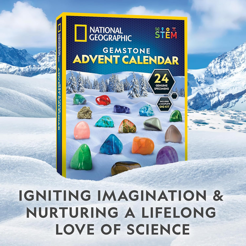 National Geographic 2026 Gemstone Advent Calendar - Kids Countdown with 24 Gems & Mini Dig Kit
