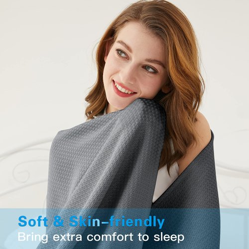 AmyHomie Cooling Blanket King Size, 100% Rayon Derived from Bamboo, Cool Summer Blanket for Hot Sleepers, Soft Comfy Lightweight Blankets for All Seasons (Dark Gray, 90×108in)