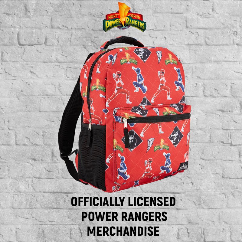 Power Rangers Classic Allover Backpack - Red, Pink, Black, Green Yellow and Green Ranger - Official School Bookbag (Red)