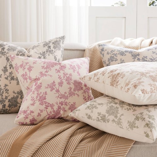 YZJZEDS 100% Cotton French Pastoral Throw Pillow Covers Set of 2, 22x22 Inch Brown Farmhouse Decorative Cushion Covers for Sofa Bed Living Room Home Decor