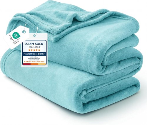 Bedsure GentleSoft Fleece Throw Blanket - Lightweight Plush Cozy River Blue Blanket, 50x60 Inches