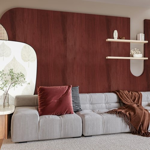 BAYYA Cherry Wood Grain Paper Waterproof Peel and Stick Wallpaper Red Brown Decorative Furniture Sticker for Kitchen Cabinet Door Table Floor Shelf Drawer Liner Self-Adhesive Film
