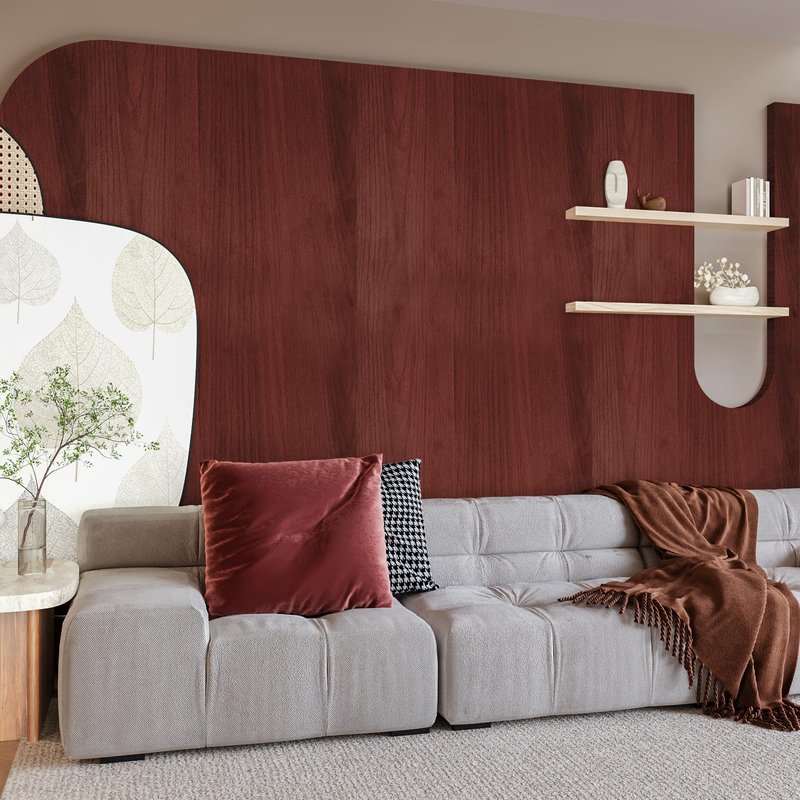 BAYYA Cherry Wood Contact Paper Red Brown Waterproof Furniture Sticker Peel and Stick Wallpaper Kitchen Cabinet Door Table Countertops Floor Shelf Drawer Liner Self-Adhesive Decorative Paper