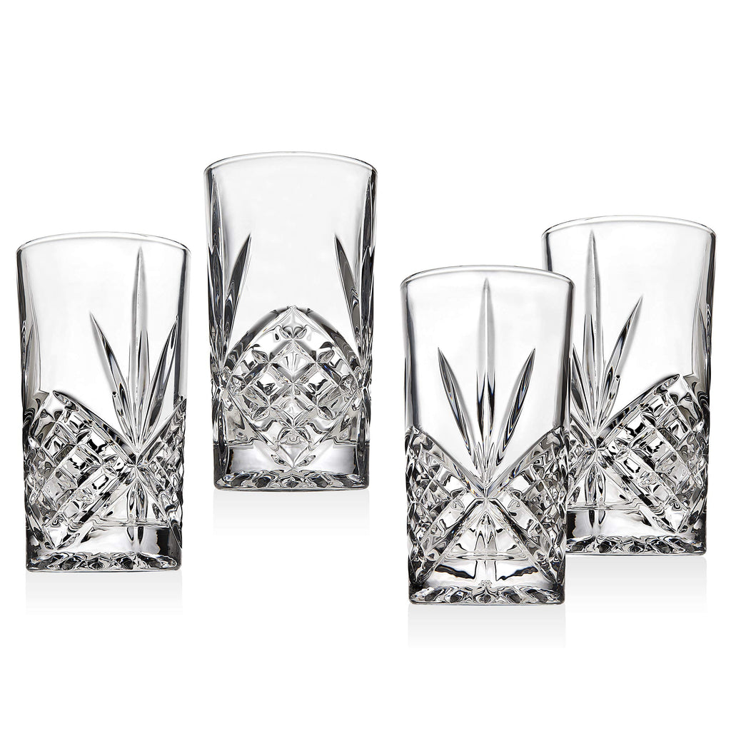 Godinger Highball Drinking Glasses, Tall Glass Cups, Water Glasses, Cocktail Glasses, Dublin Collection - Set of 4