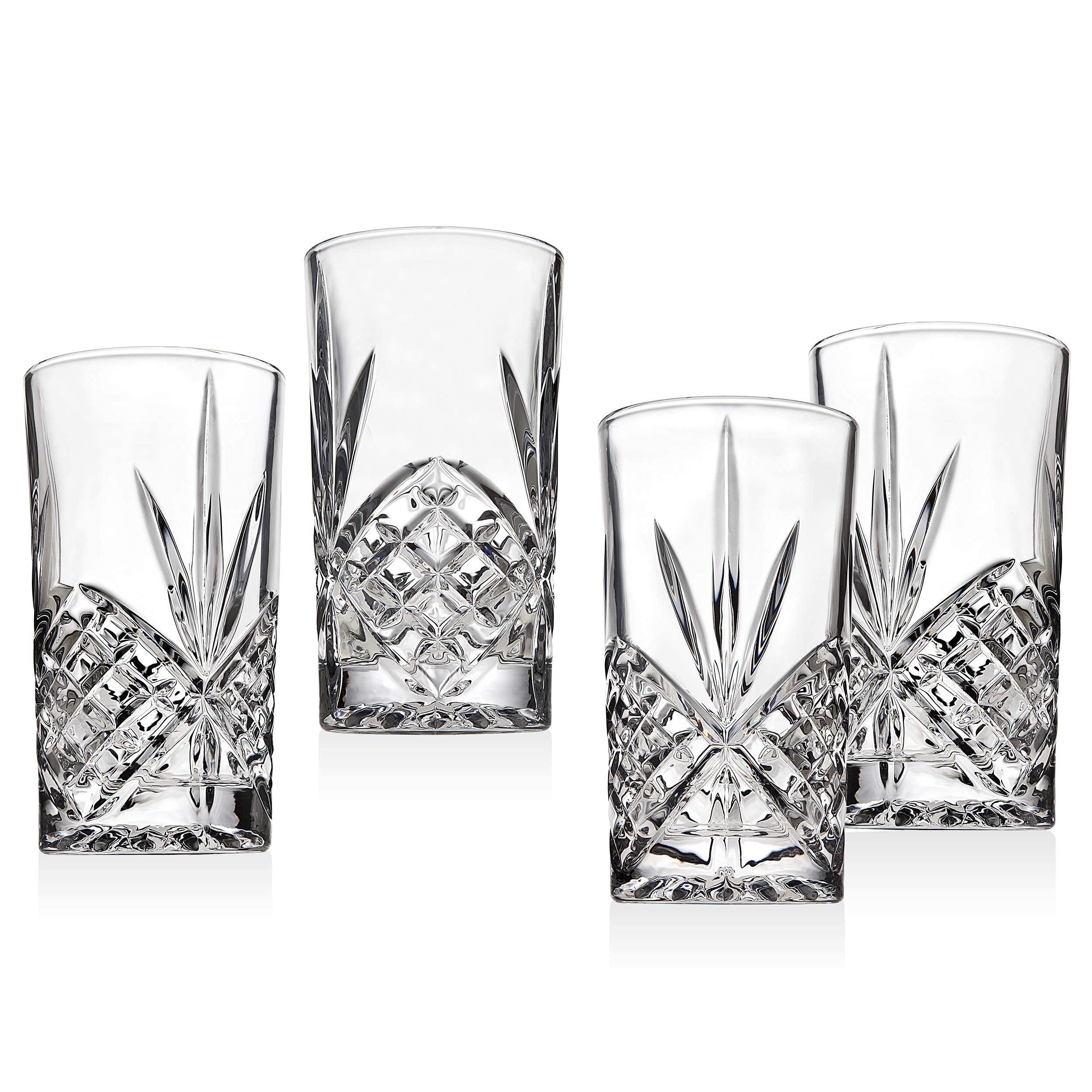 Godinger Highball Drinking Glasses, Tall Glass Cups, Water Glasses, Cocktail Glasses, Dublin Collection - Set of 4