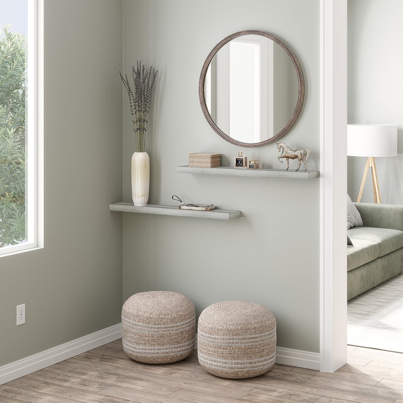 Ballucci Floating Shelves, 36" Wood Wall Shelf Set of 2, with Invisible Brackets for Bathroom, Living Room, Bedroom, Kitchen, Nursery, 6" Deep, Rustic Brown