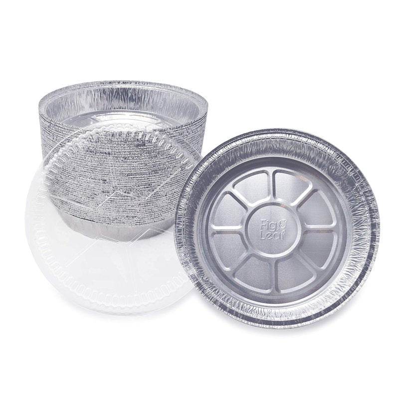 (60 Pack) Premium 7-Inch Round Foil Pans with Plastic Dome Lids l Heavy Duty l Disposable Aluminum Tin for Roasting, Baking, or Cooking