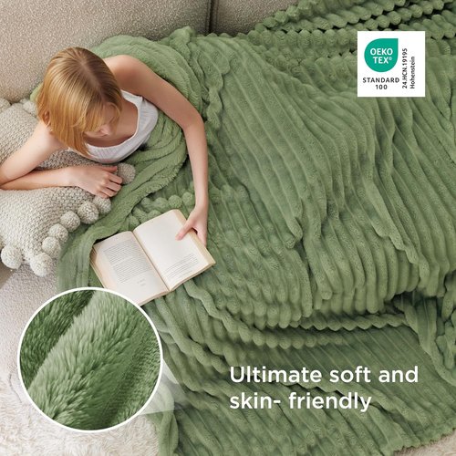 Bedsure GentleSoft Fleece King Blanket - Cozy Reseda Throw for Couch, 108x90 Inches