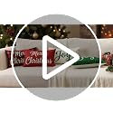 Artscope Joy Merry Christmas Lumbar Throw Pillow Covers 16x24 in Black & Red (Set of 2)