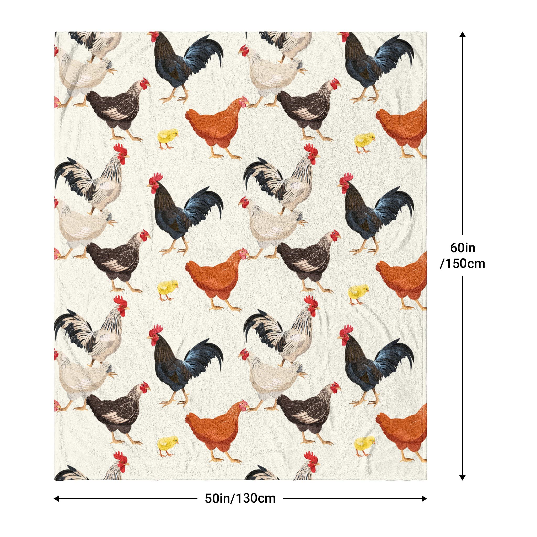 AISDE Chicken Gifts for Women, Cute Chicken Blanket for Adults, Soft Fuzzy Plush Throw Blanket, Chickens Decor with Rooster Design, Valentine’s Day Gifts White Elephant, 50 x 60 Inches