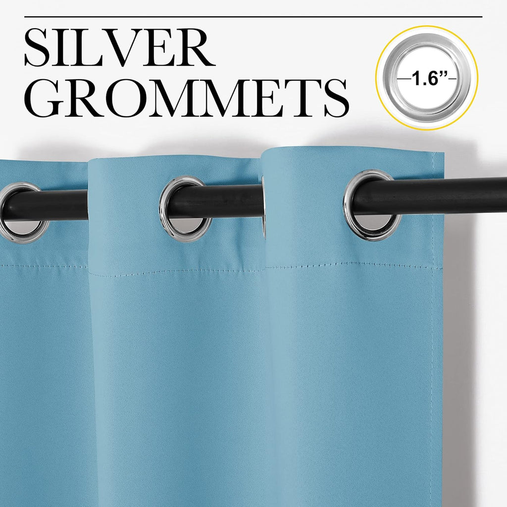NICETOWN Teal Blue Blackout Curtains - 120-Inch Length, Thermal Insulated, 2 Panels for Large Windows