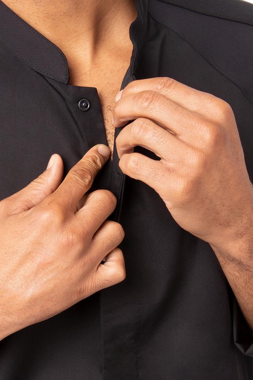 Chef Works Men's Valencia Chef Coat, Black, Small