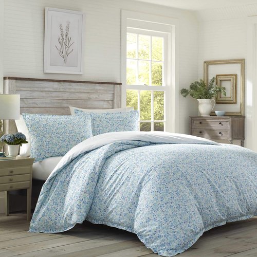 Laura Ashley - Twin Duvet Cover Set, Reversible Cotton Bedding with Matching Sham, Lightweight Cotton Bedding for All Seasons (Jayne Winter Green, Twin)