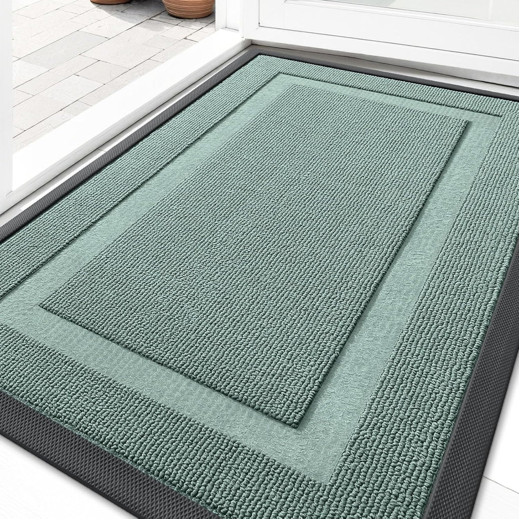 OLANLY Waterproof Front Door Mat - All-Season Indoor/Outdoor Doormat, Easy Clean, 35x23, Grayish Green