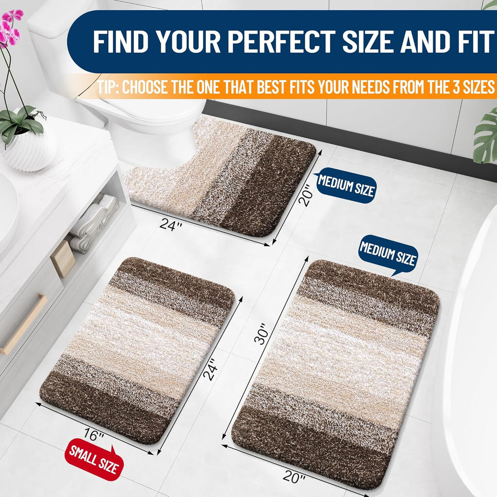 OLANLY Bathroom Runner Rug - Extra Soft Microfiber Mat with Rubber Backing | Quick-Dry, Washable 70x24, Light Brown