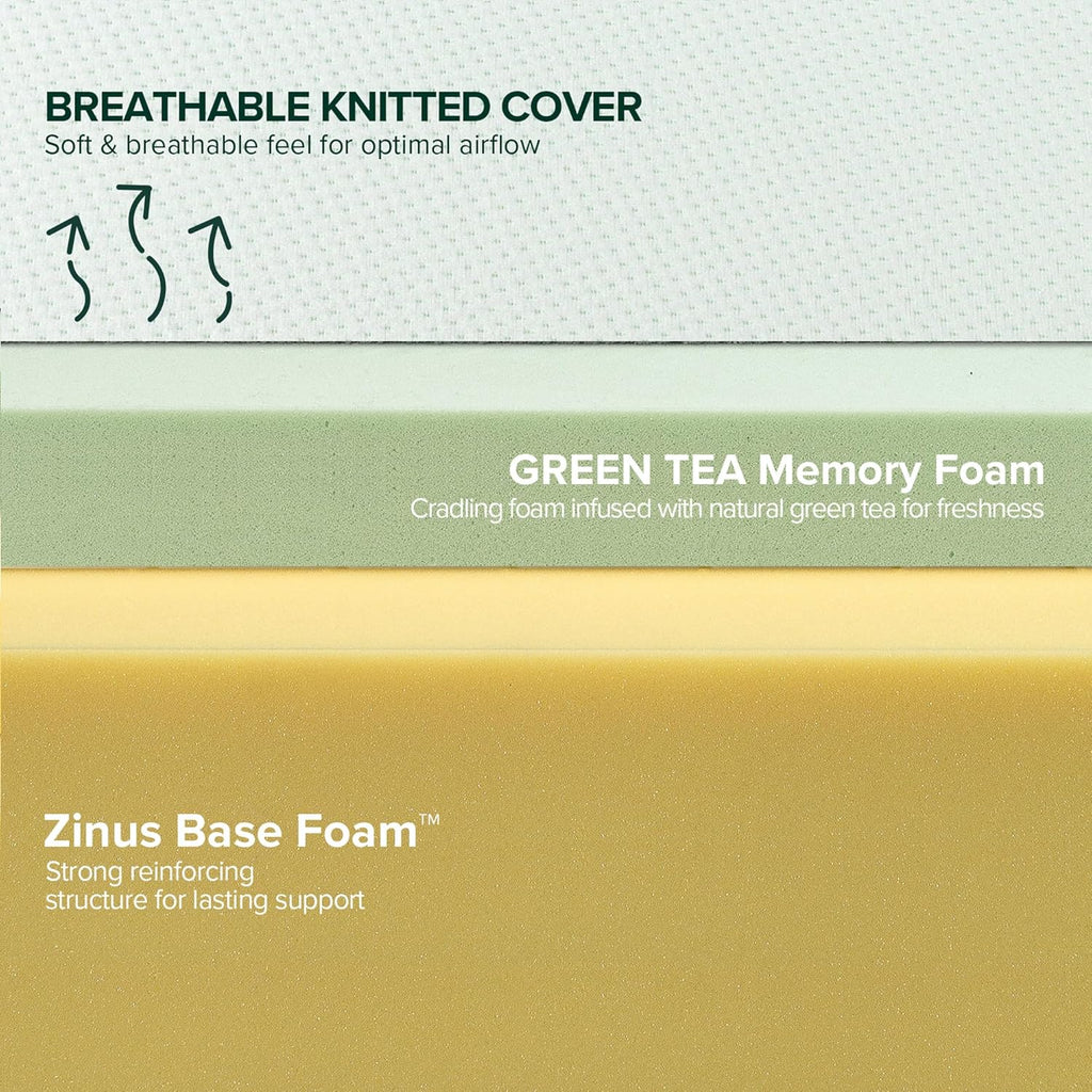 Zinus 6 Inch Green Tea Memory Foam Mattress - Queen Size | Fiberglass Free & CertiPUR-US Certified