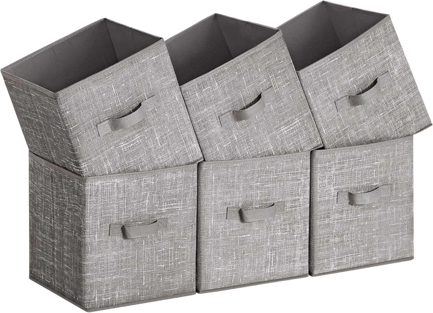 SONGMICS Storage Cubes - 11-Inch Foldable Non-Woven Fabric Bins with Double Handles | Set of 6 in Taupe for Closet Organization