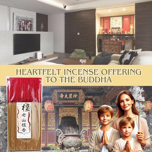 Incense Fortune - LaoShan Sandalwood Incense Joss Sticks (30cm, 300g, 400 Sticks) - Taiwan Traditional Bamboo Sticks for Religious, Thin & Less Smoke (5)