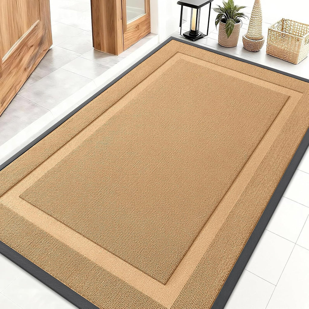 OLANLY Waterproof Front Door Mat - All-Season Indoor/Outdoor Doormat | Sturdy Natural Rubber, 47x32, Butter Yellow