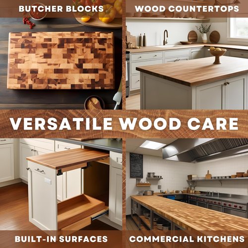 Rhino Wax Butcher Block Maintenance Kit - Includes Cutting Board Oil, Wax (Large 8oz Size), Bench Scraper, Large Applicator, 2 Microfiber Cloths - Natural and Food Safe - Made in USA