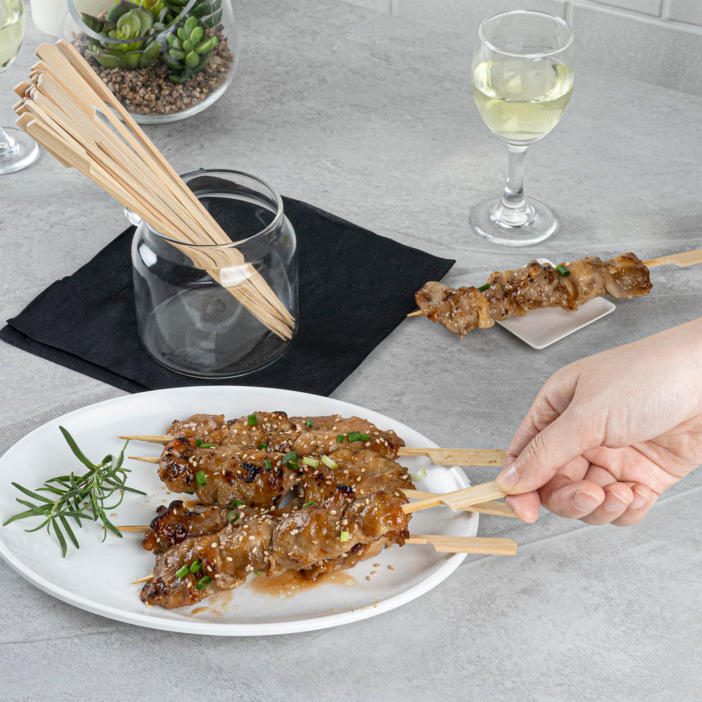 Restaurantware 8.3 Inch Paddle Bamboo Skewers 100 Sturdy Disposable Bamboo Food Picks - Sturdy Paddle Head Bamboo Appetizer Picks Sustainable For Serving Appetizers and Cocktail Garnishes