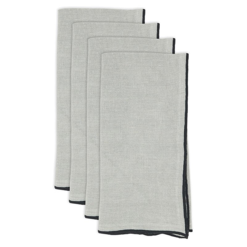 Saro Lifestyle Stonewashed Stitch Border Table Napkins (Set of 4), Blue-Grey, 20"