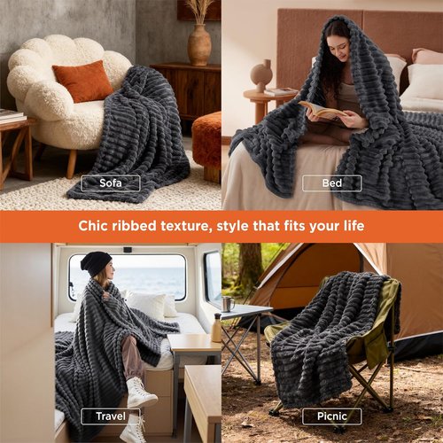 Bedsure GentleSoft Twin Blanket - Super Soft Cozy Grey Blanket for Women | 66x90 Inches