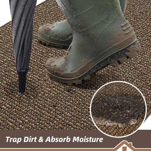 BEQHAUSE Dirt Trapper Door Mat - Non-Slip, Washable, Absorbent Entrance Mat | 20" x 48", Brown