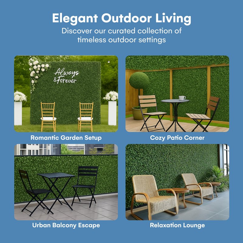Grass Wall Panels 20″ × 20″ (6 Pack) – UV-Protected Artificial Boxwood Hedge Greenery Backdrop Covers 16.66 sq ft, Indoor/Outdoor Privacy Fence Screen, Zip Ties & Spare Leaves Included