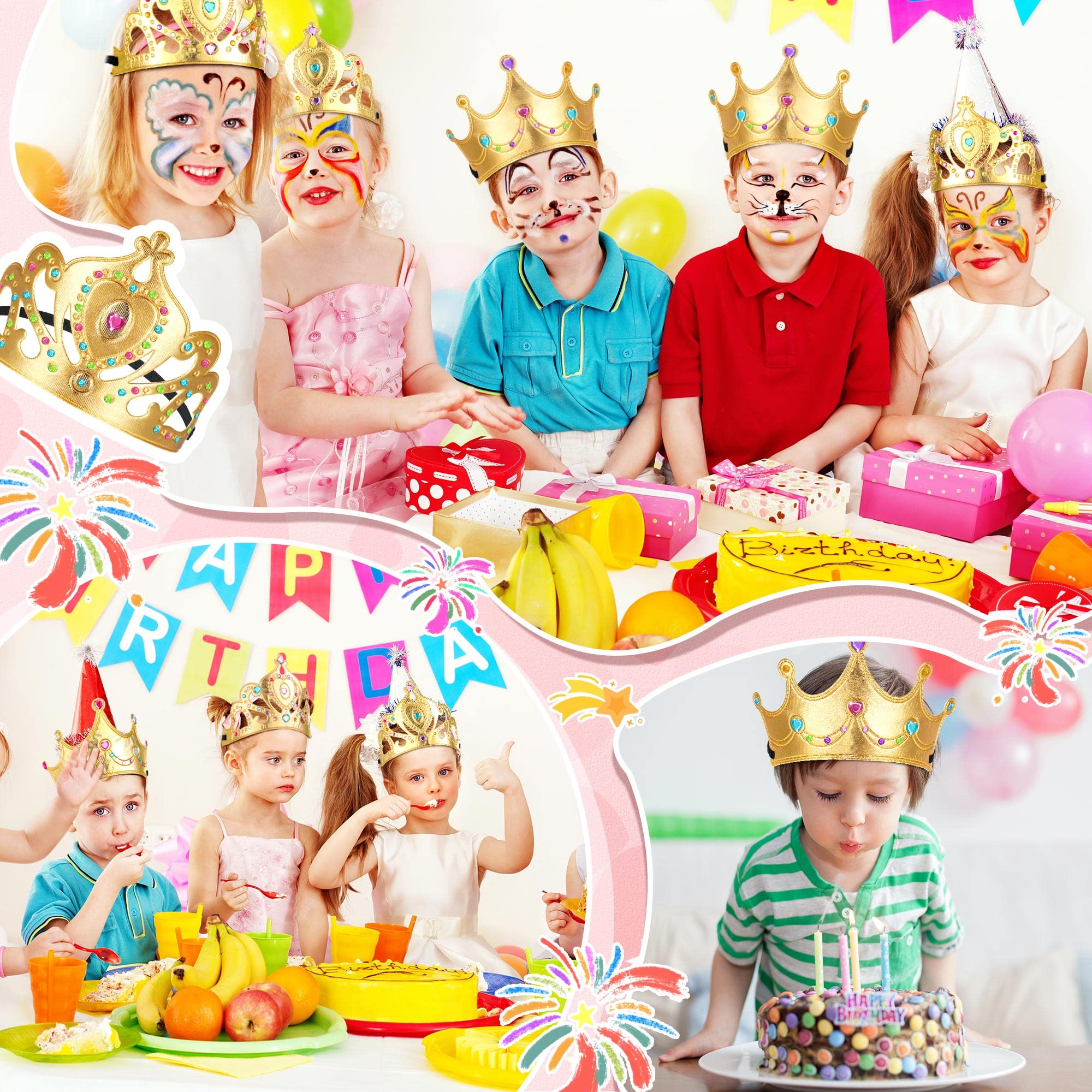 Sotiff 150 Pieces Foam Crowns Set for Kids Princess Tiaras Crowns Making Kits 90 Pcs Foam Princess Crowns and 60 Sheets Crystal Diamond Sticker for Kids' Party Supplies Decoration