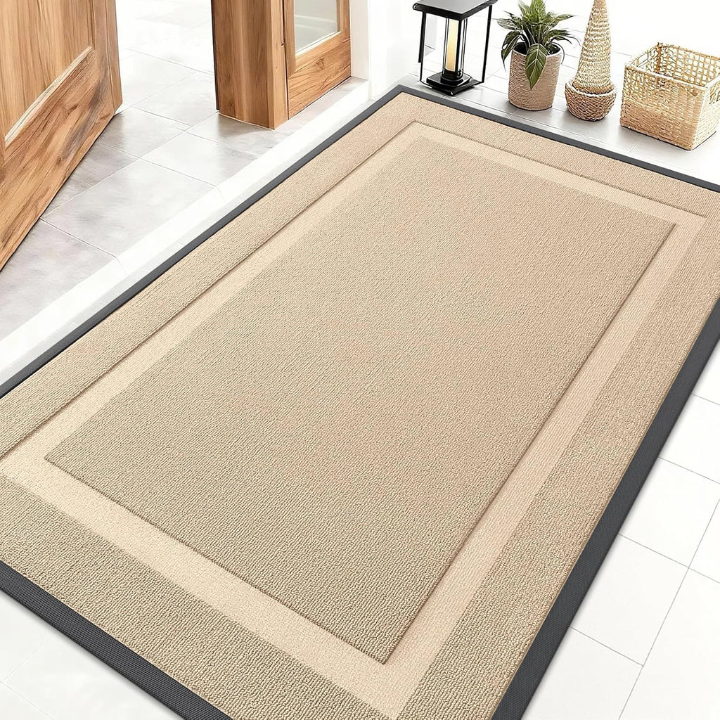 OLANLY Waterproof Front Door Mat - All-Season Indoor/Outdoor Doormat, Sturdy Natural Rubber, Easy Clean | 47x32, Off-White