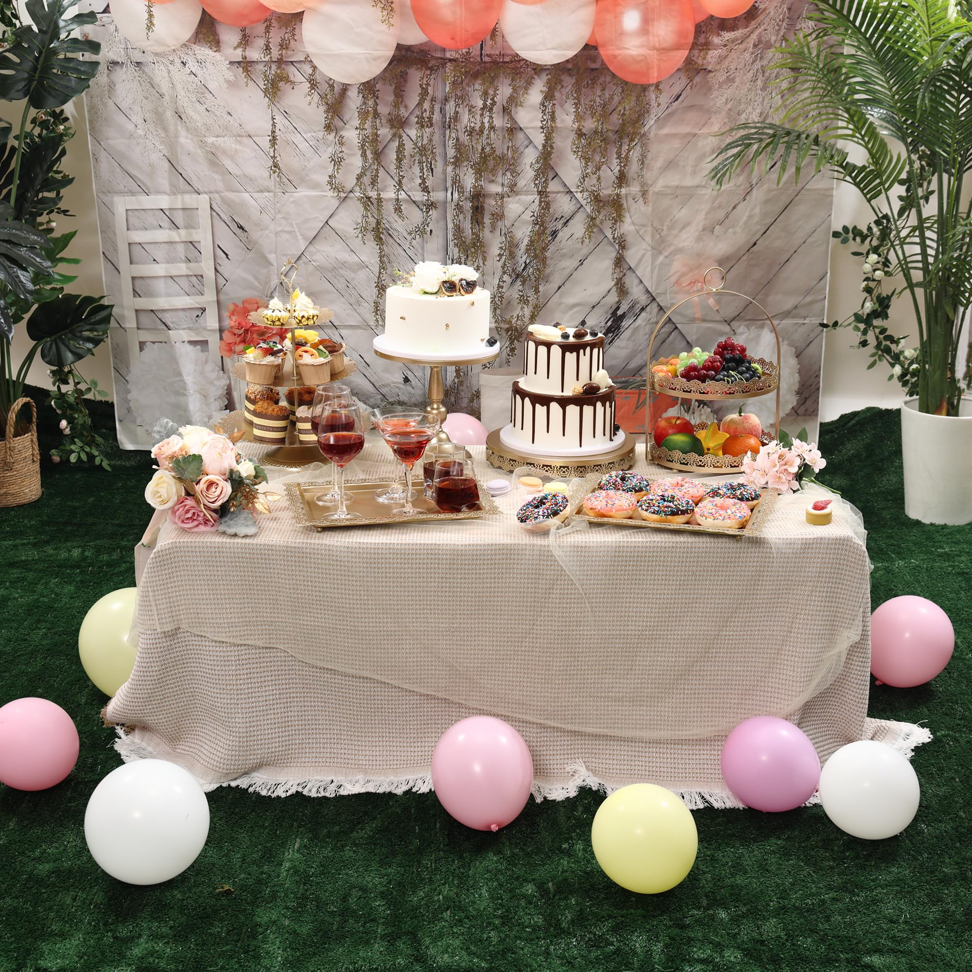 6 Pcs Gold Cake Stands Set, QENUIITEA Cake Display Pedestal Tiered Cupcake Holder Dessert Plate Serving Tower Tray Decorative for Wedding Birthday Party Baby Shower Celebration