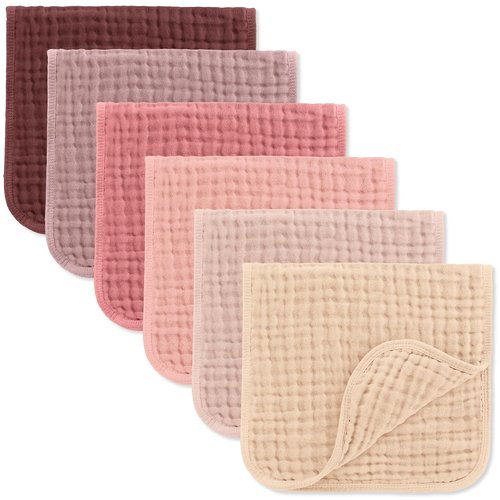 Comfy Cubs Muslin Burp Cloths - Ultra Absorbent 100% Cotton, 20" x 10", Pack of 6 | Soft & Gentle for Babies