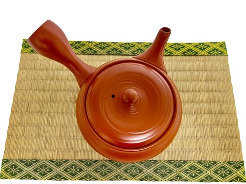Japanese Kyusu tokoname Clay Teapot 10.8 fl.oz. Takeharu Red Clay Streak pattern from Japan