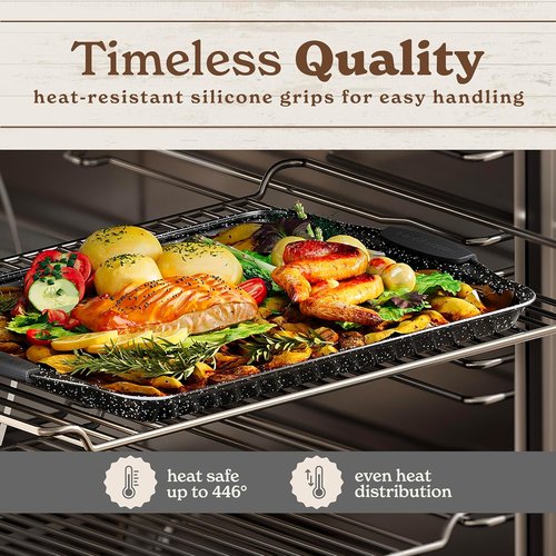 Country Kitchen Nonstick Bakeware Set - Heavy Duty, Easy Release, Stackable Design | Black, 4 Pieces
