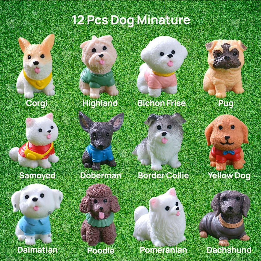 Skiennix 24 Pcs Mini Cat & Dog Figurines Set - Cute Realistic Resin Models for Home Decor & Parties
