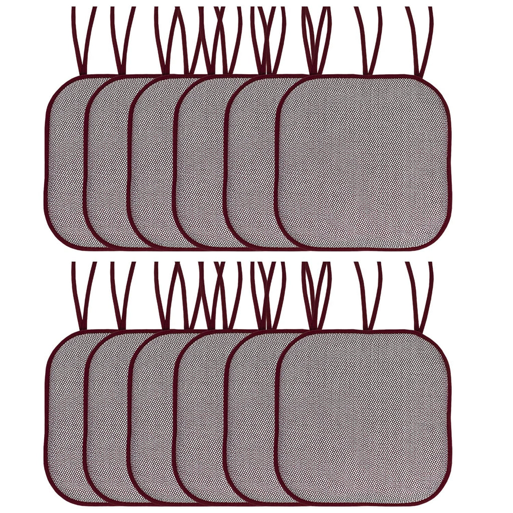 Chair Cushion Memory Foam Pads with Ties Honeycomb Pattern Slip Non Skid Rubber Back Rounded Square 16" x 16" Seat Cover