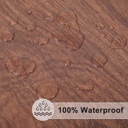 misaya Round Fitted Tablecloth with Elastic Edge, 100% Waterproof Oil Proof Plastic Table Cover, Vinyl Flannel Backed Tablecloth Fits 57"-66" Round Tables for Dinner, Outdoor, Picnic, Oak Wooden Grain